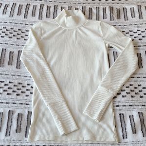 NWOT J Crew stretch cotton ribbed mock neck top in Ivory
